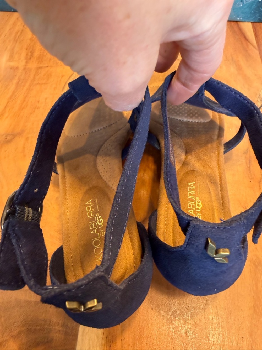 Koolaburra By UGG Coastal Chic Navy Leather Cork Wedge Sandals (EUC) - Picture 11 of 14